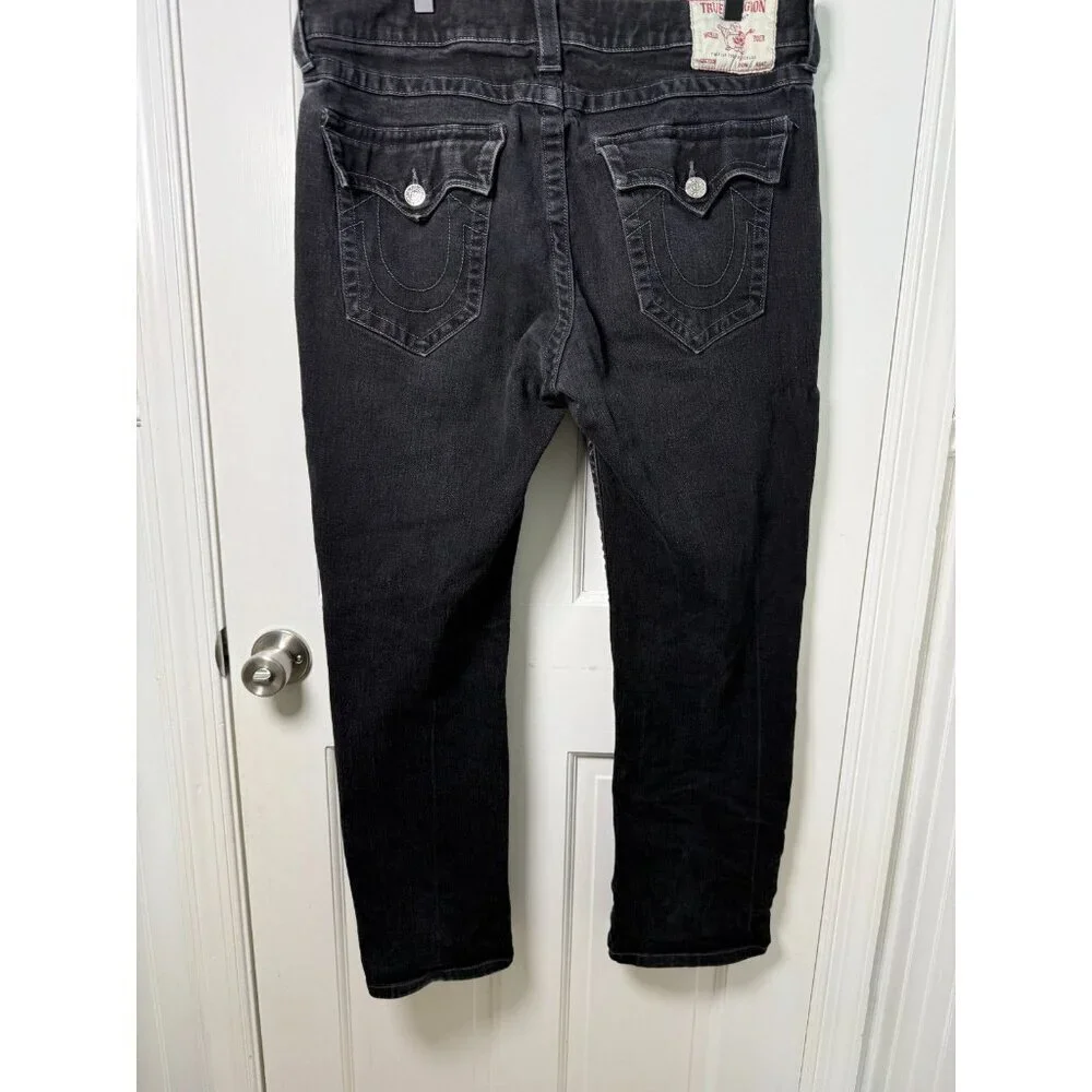True Religion Men's Ricky Relaxed Straight Jeans Black Demin Size 36W x 29.5L